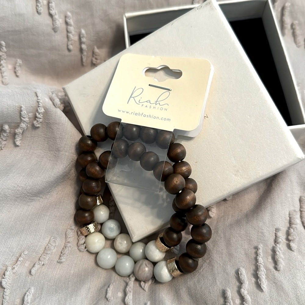 NWT wooden and beaded bracelets